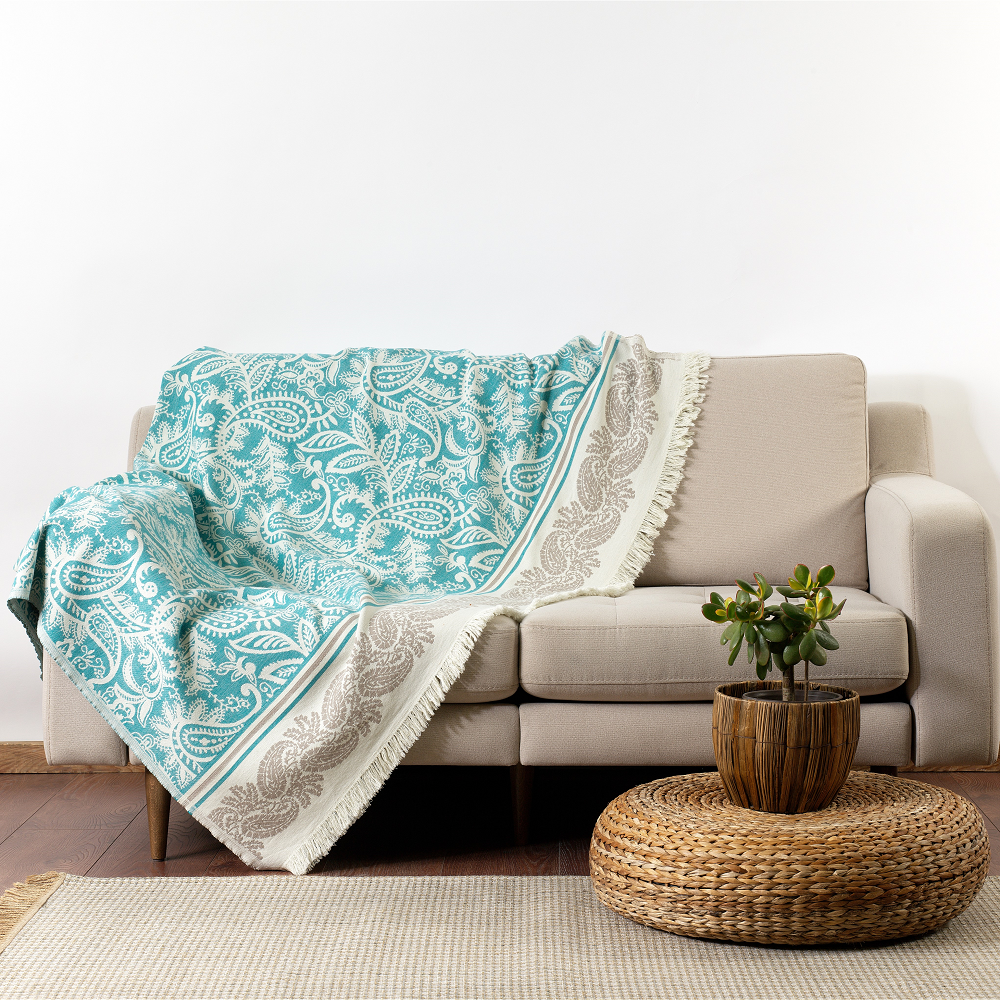 Dolce Double-Layered Paisley Cotton Throw