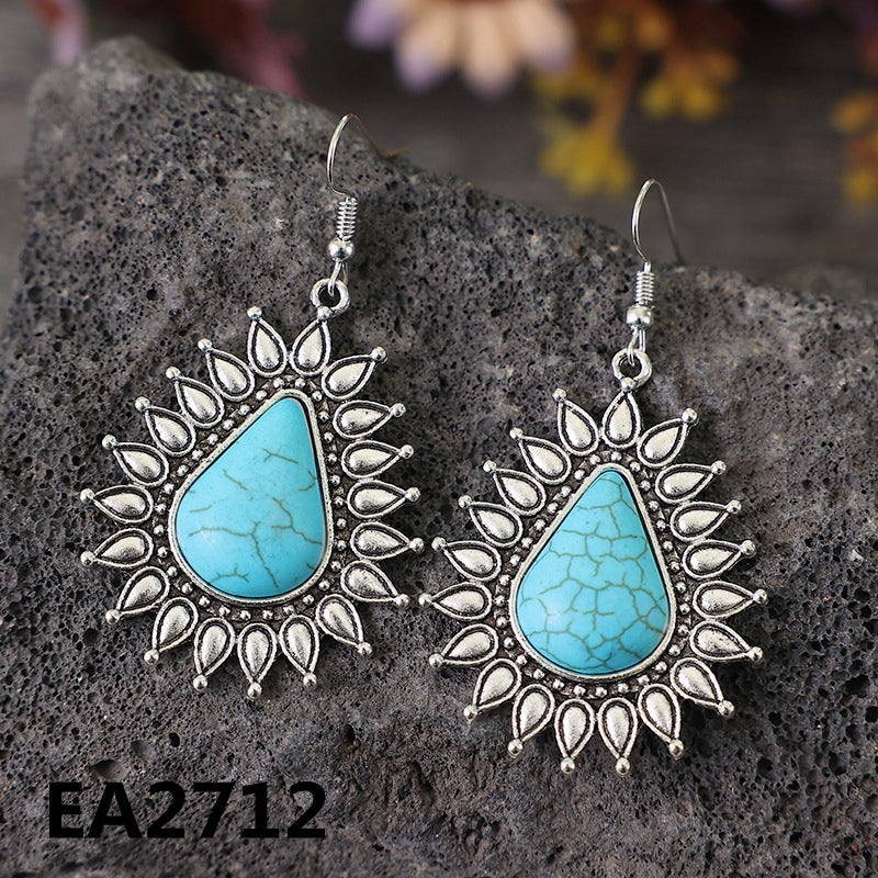 Hoop Earrings, Turquoise Earrings for Women