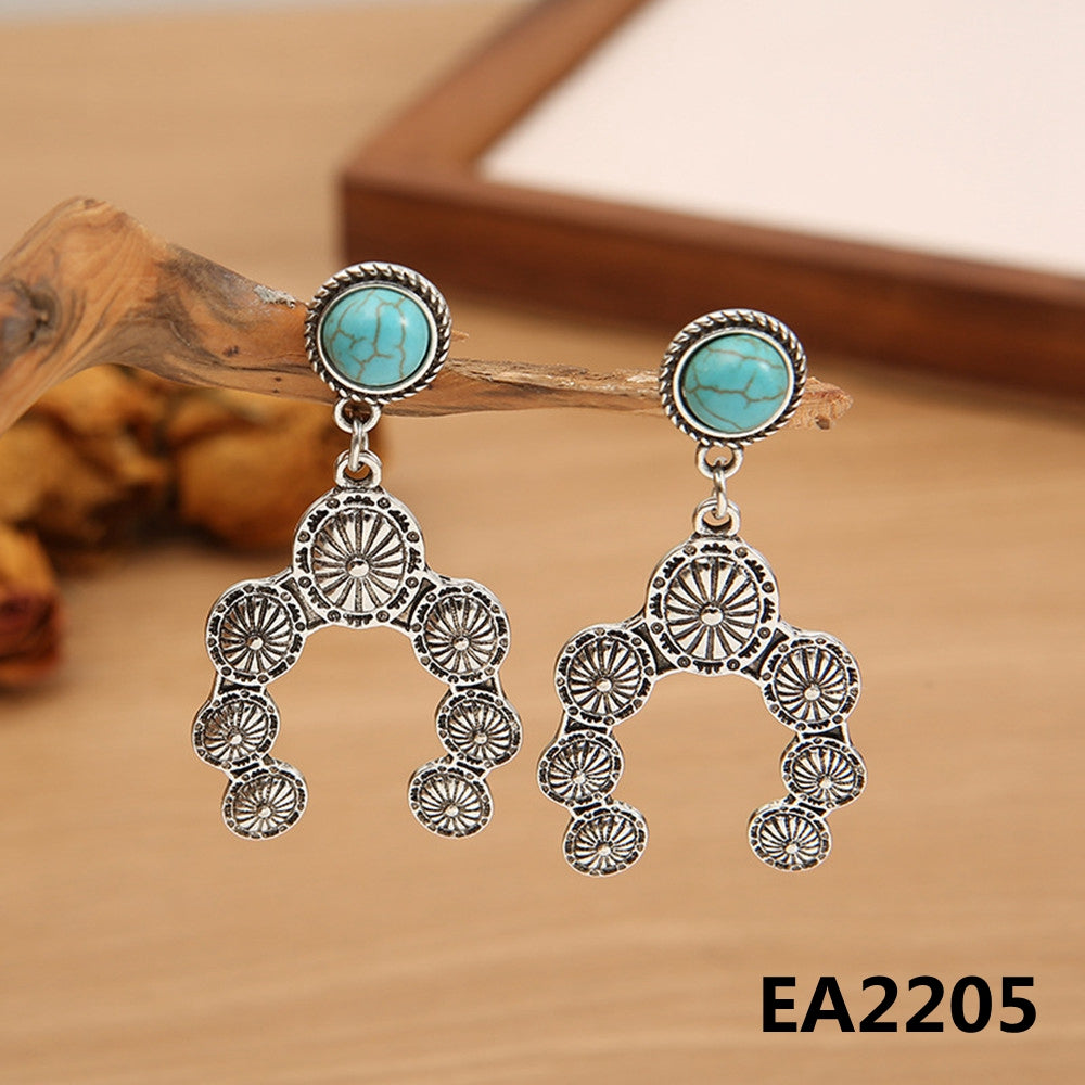 Hoop Earrings, Turquoise Earrings for Women