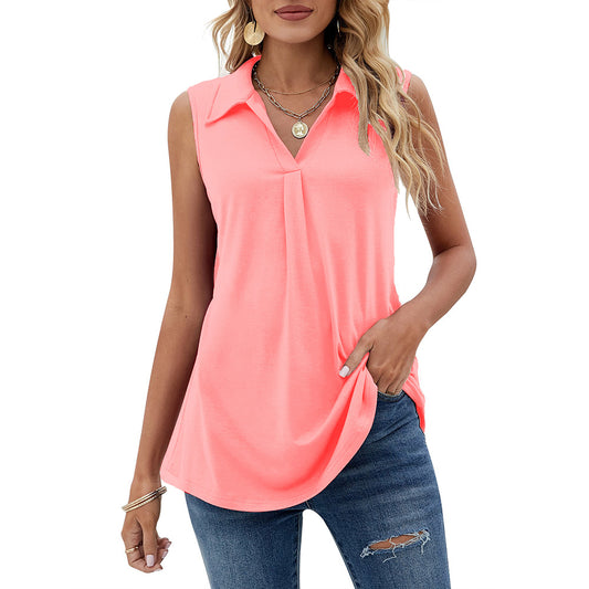 Womens Summer Tank Tops Loose Fit Causal Cute Polo Shirts Sleeveless