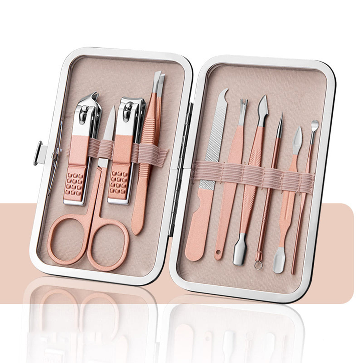 Manicure Set Stainless Pedicure Care Tools Nail Scissors Kit Pink