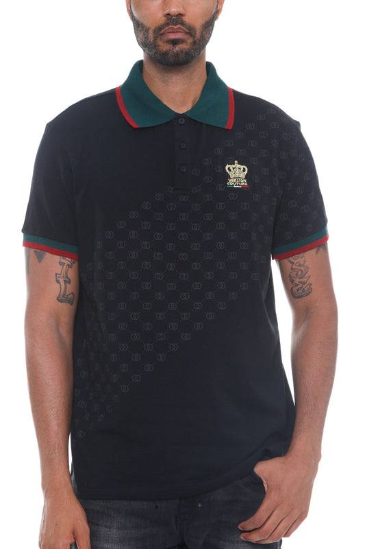 Italian Print Collared Polo Shirt