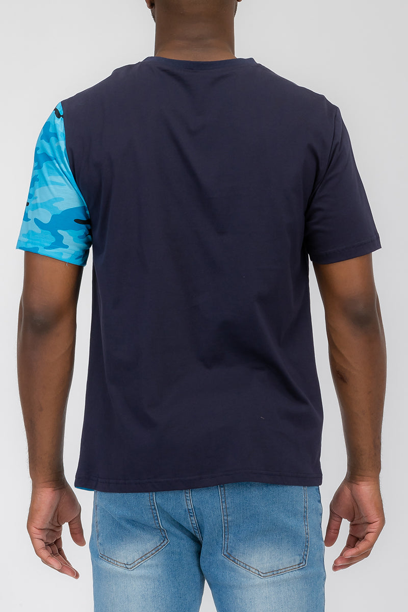 HALF CAMO COLOR BLOCK TSHIRT