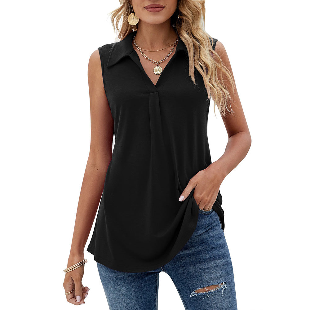 Womens Summer Tank Tops Loose Fit Causal Cute Polo Shirts Sleeveless