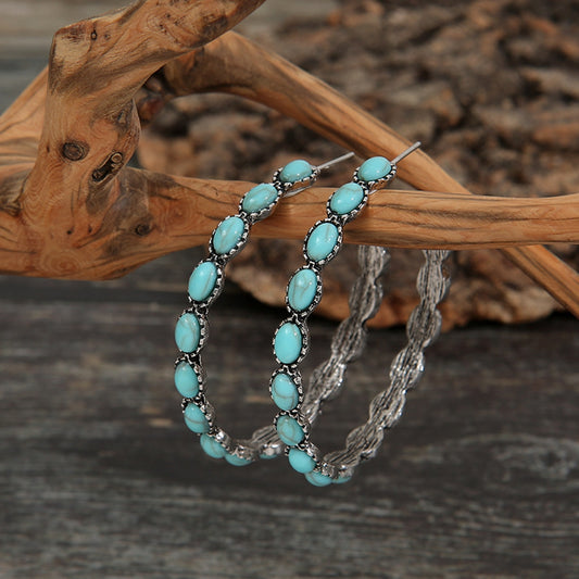 Hoop Earrings, Turquoise Earrings for Women