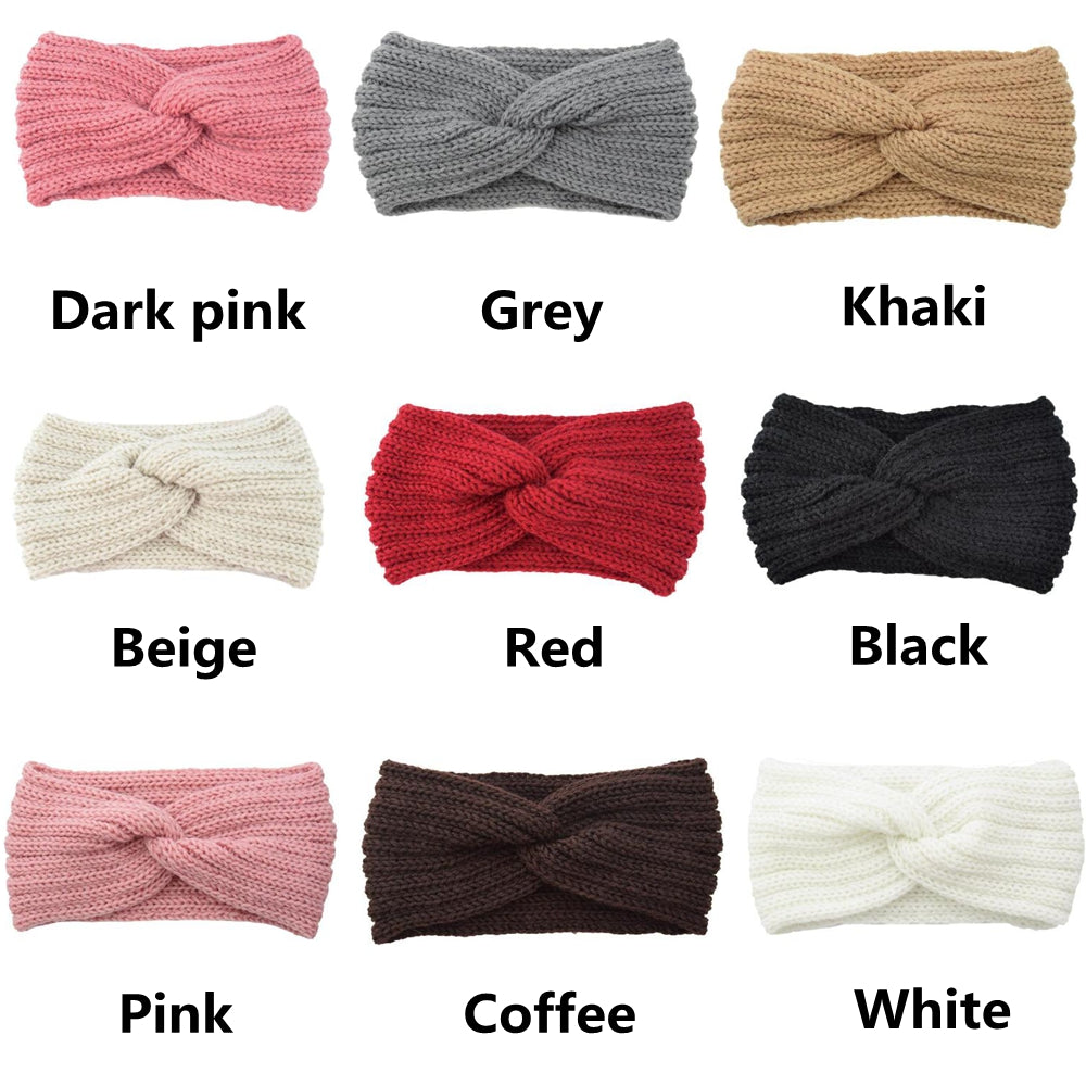 Women Crochet Headband Knitted Cross Knotted Hairband Ear Headwrap