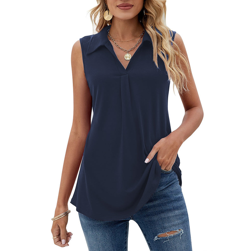 Womens Summer Tank Tops Loose Fit Causal Cute Polo Shirts Sleeveless