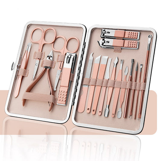 Manicure Set Stainless Pedicure Care Tools Nail Scissors Kit Pink