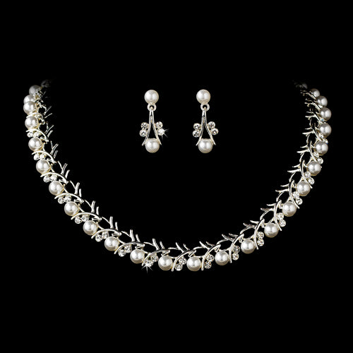 Bridal Wedding Jewelry Set Crystal Rhinestone Pearl Sophisticated