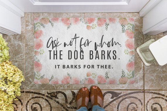 The Dog Barks Doormat Welcome Mat Housewarming Gift