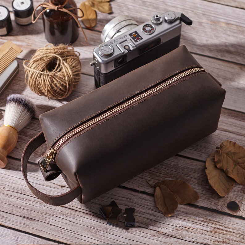 Father Of The Bride Gift, Leather Dopp Kit, Mens Toiletry Bag