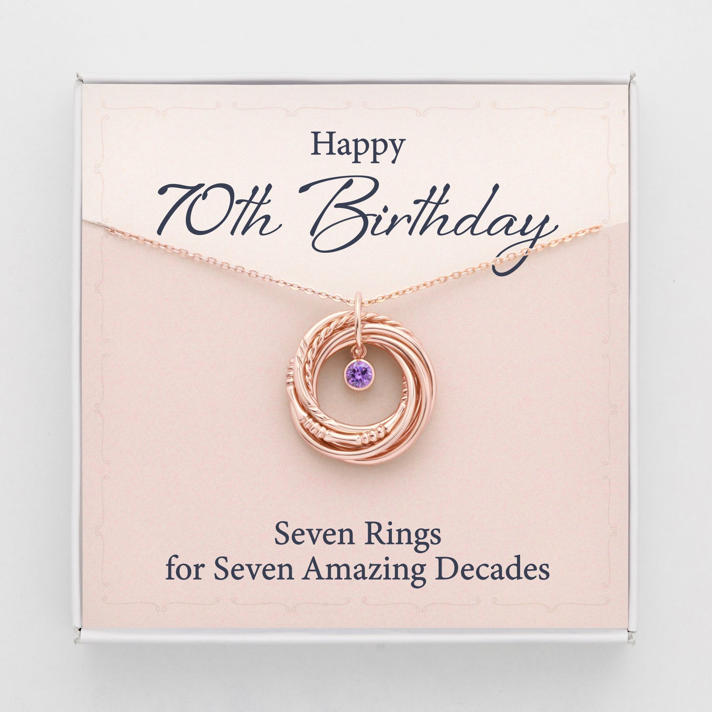 70th Birthday Gift Necklace For Her 7 Rings 7 Decades