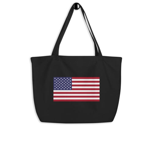 Large Organic Cotton Tote Bag / Stars and Stripes USA Flag Print