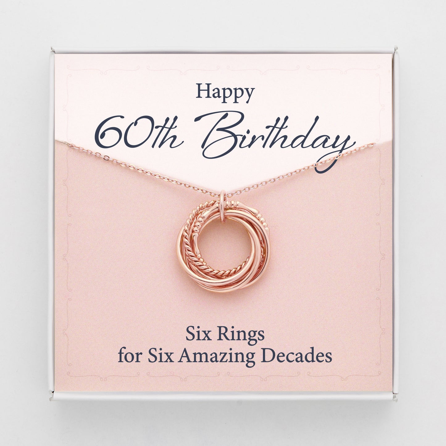 60th Birthday Gift Necklace For Her, 6 Rings 6 Decades