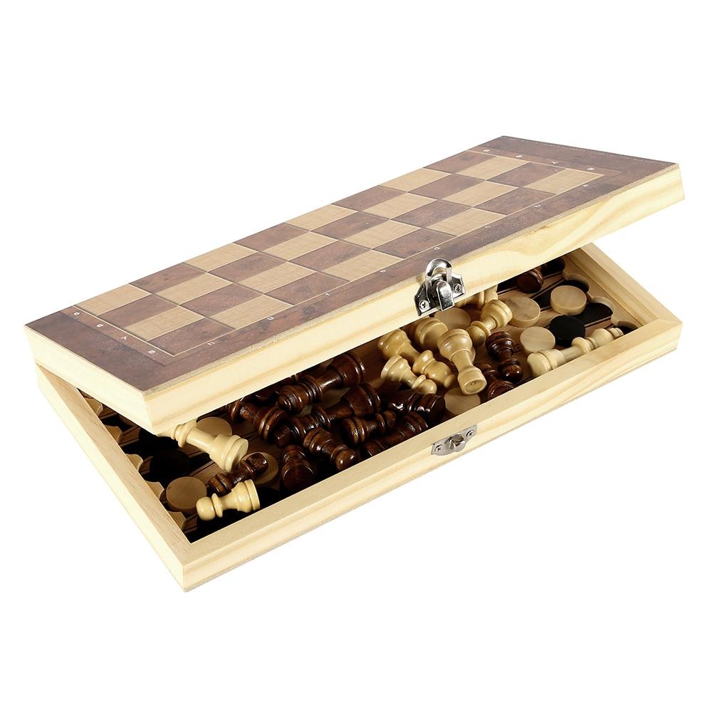 Foldable Wooden Chess Set Board Game