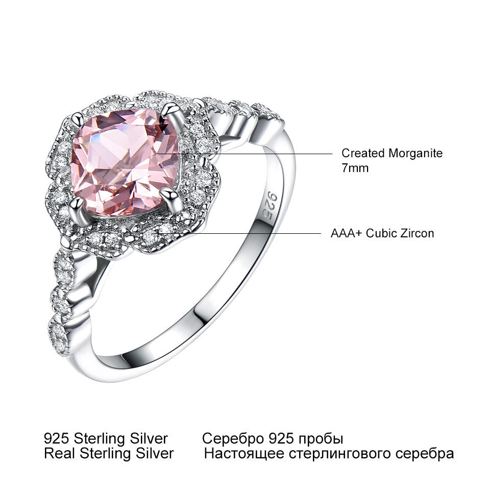 Luxury Morganite Sterling Silver Ring