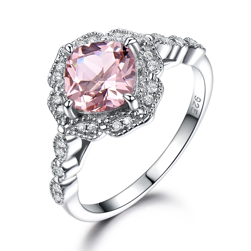 Luxury Morganite Sterling Silver Ring