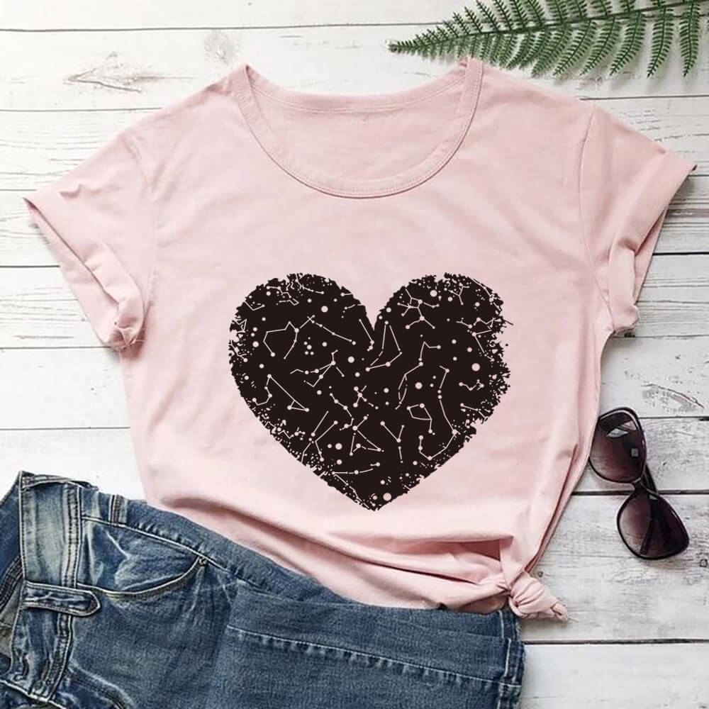 New Heart Constellation Love T-shirt Round Neck