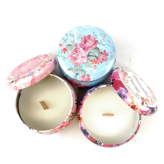 Floral Scented Candle Tin Set of 3