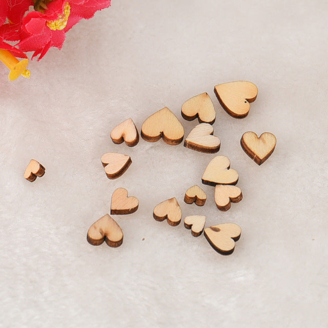 Rustic Wooden Love Hearts Wedding Table Decor- 100pcs