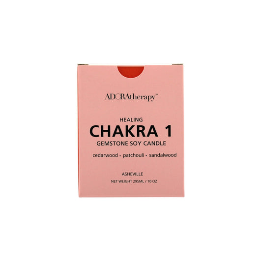 Chakra 1  Healing Soy Candle with Red Jasper Gemstones