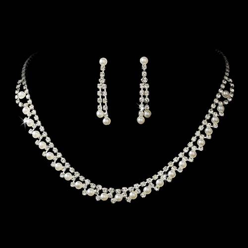 Bridal Wedding Jewelry Set Crystal Rhinestone Pearl