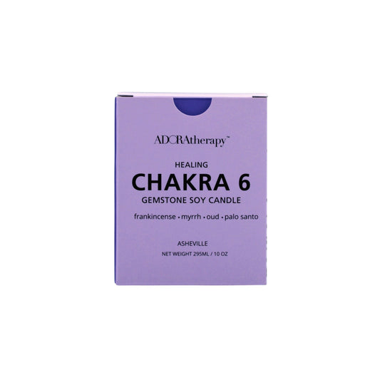 Chakra 6 Healing Soy Candle with Amethyst & Tourmaline Gemstones