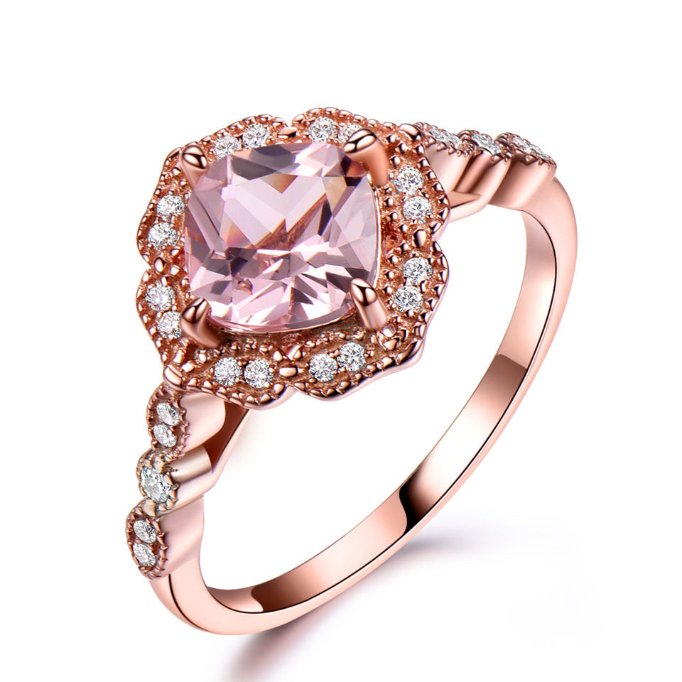 Luxury Morganite Sterling Silver Ring