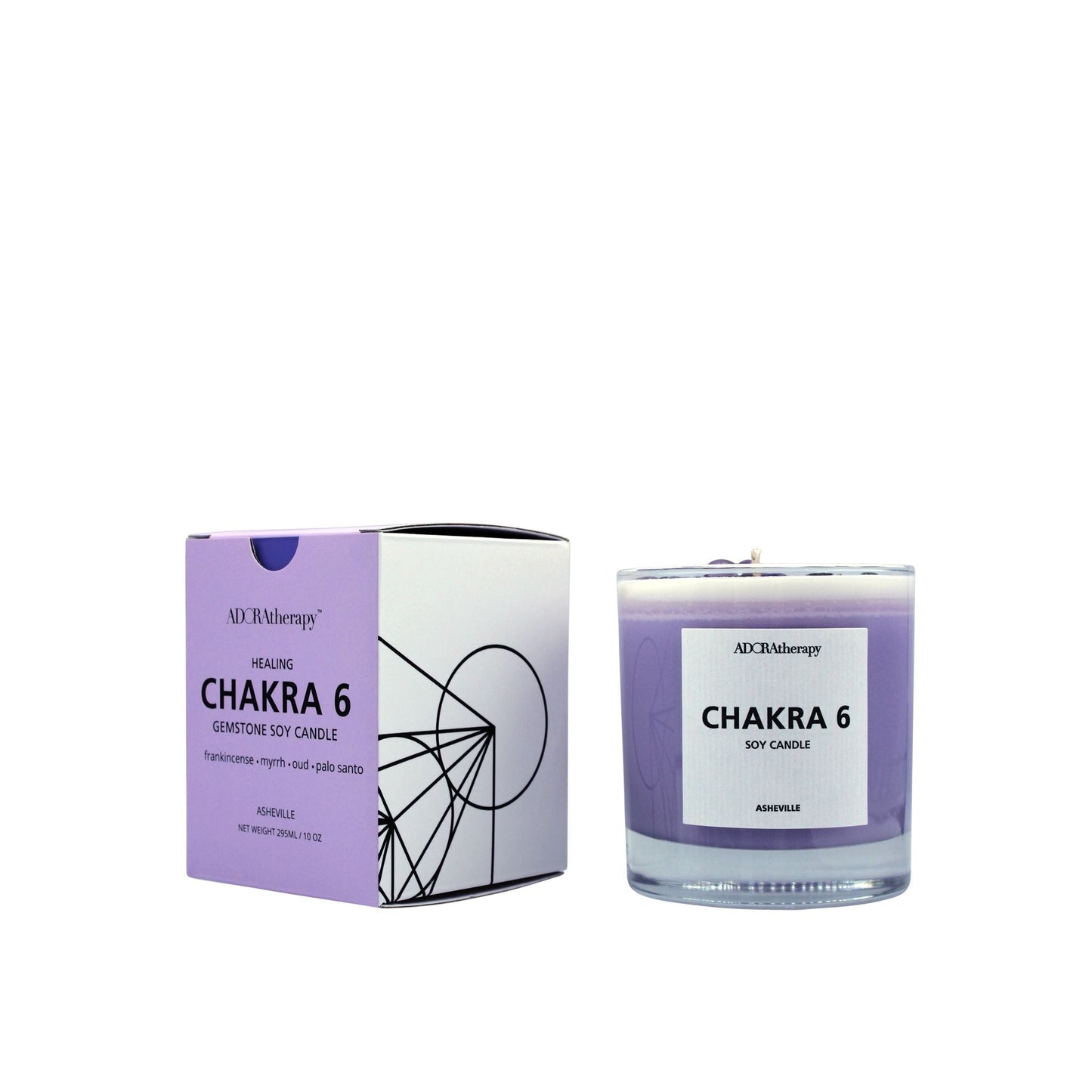 Chakra 6 Healing Soy Candle with Amethyst & Tourmaline Gemstones