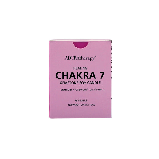 Chakra 7 Healing Soy Candle with Strawberry Quartz Gemstones