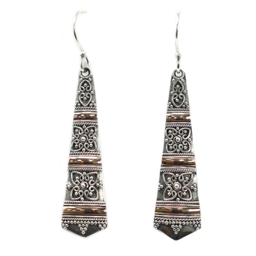 Tribal Drops Silver & 18K Gold Earrings