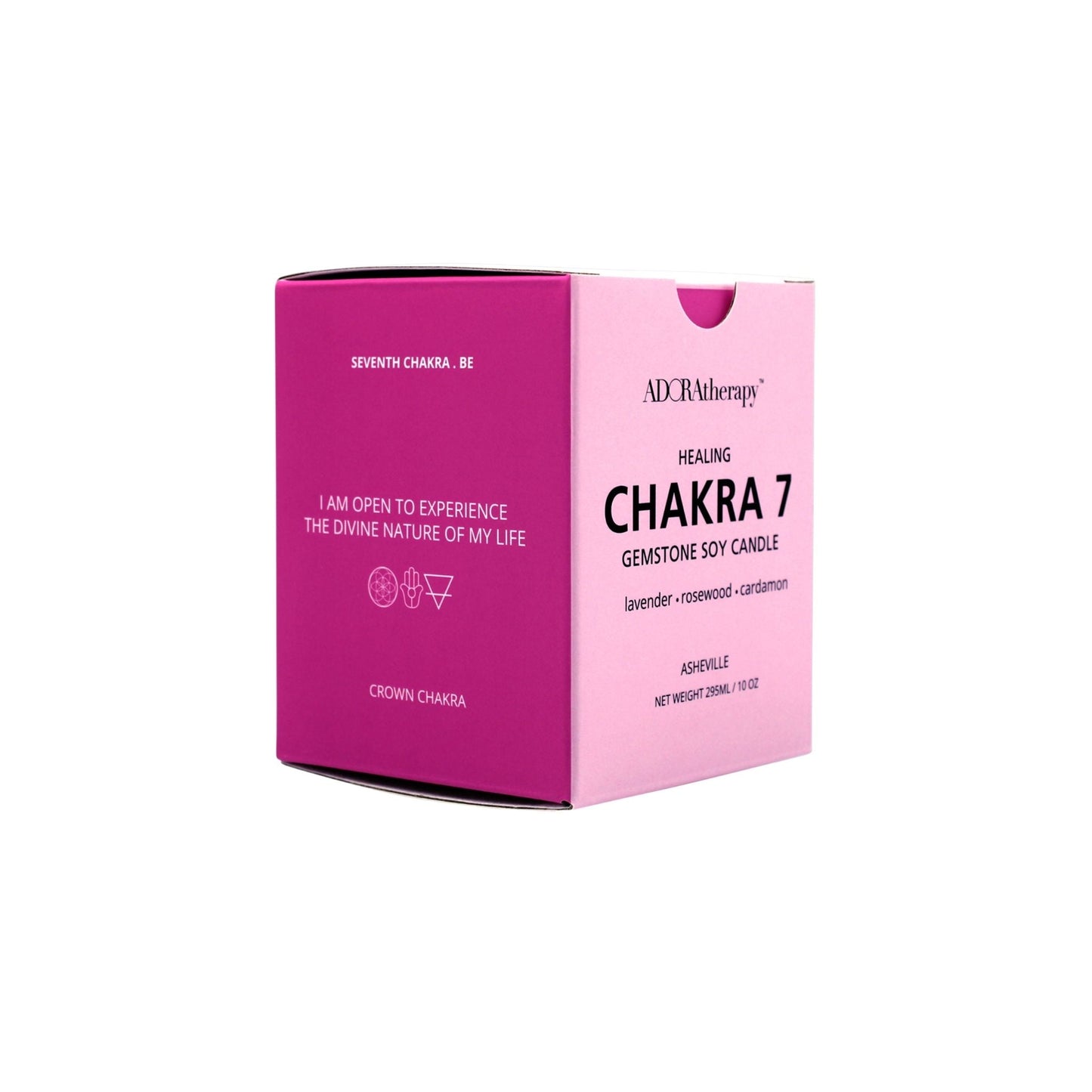 Chakra 7 Healing Soy Candle with Strawberry Quartz Gemstones