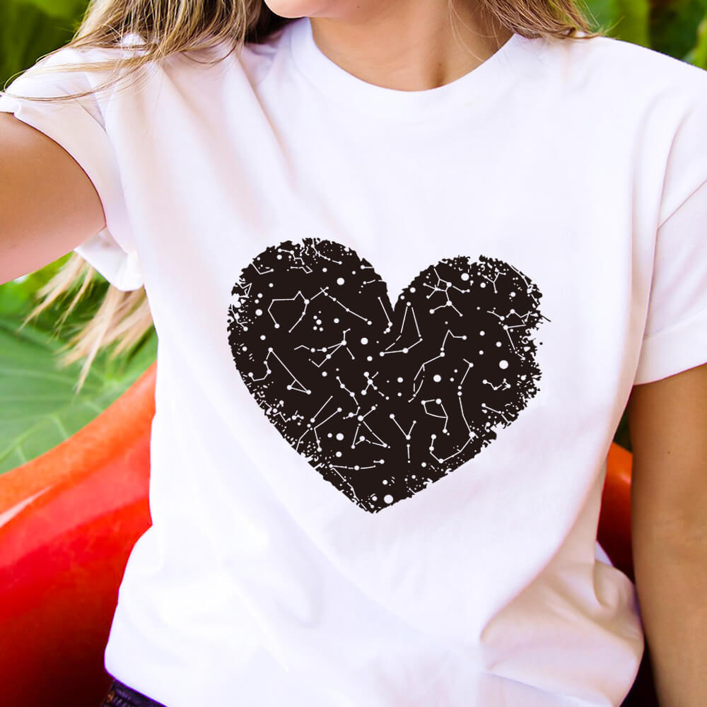 New Heart Constellation Love T-shirt Round Neck