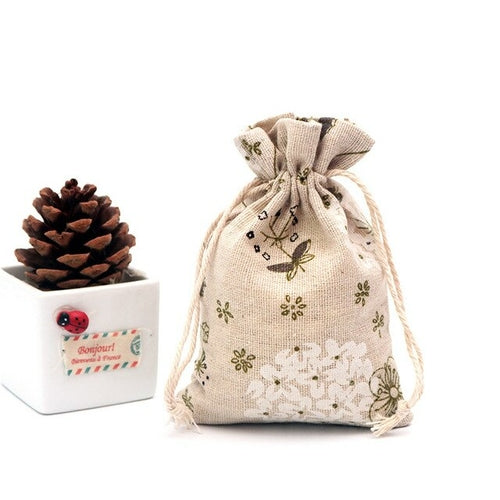 Cotton Printed Linen Gift Bag Drawstring