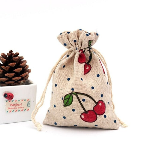 Cotton Printed Linen Gift Bag Drawstring