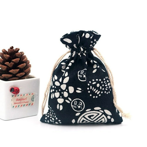 Cotton Printed Linen Gift Bag Drawstring