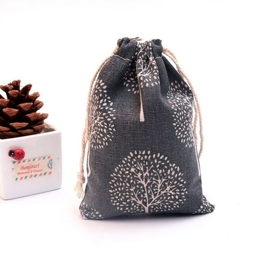 Cotton Printed Linen Gift Bag Drawstring