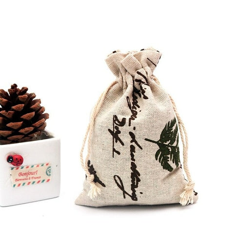 Cotton Printed Linen Gift Bag Drawstring