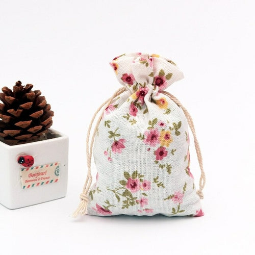 Cotton Printed Linen Gift Bag Drawstring