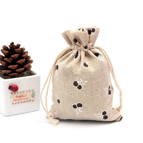 Cotton Printed Linen Gift Bag Drawstring