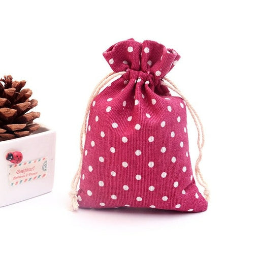 Cotton Printed Linen Gift Bag Drawstring