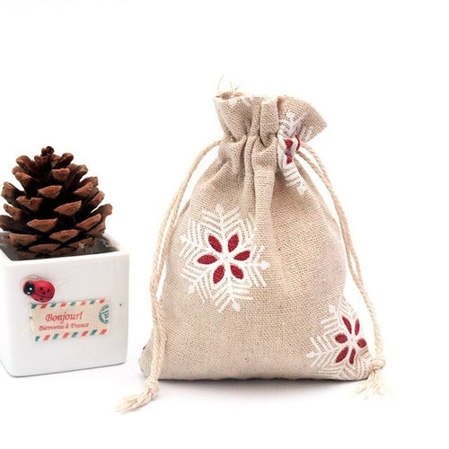 Cotton Printed Linen Gift Bag Drawstring