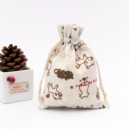 Cotton Printed Linen Gift Bag Drawstring