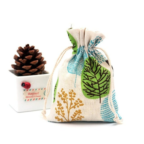 Cotton Printed Linen Gift Bag Drawstring