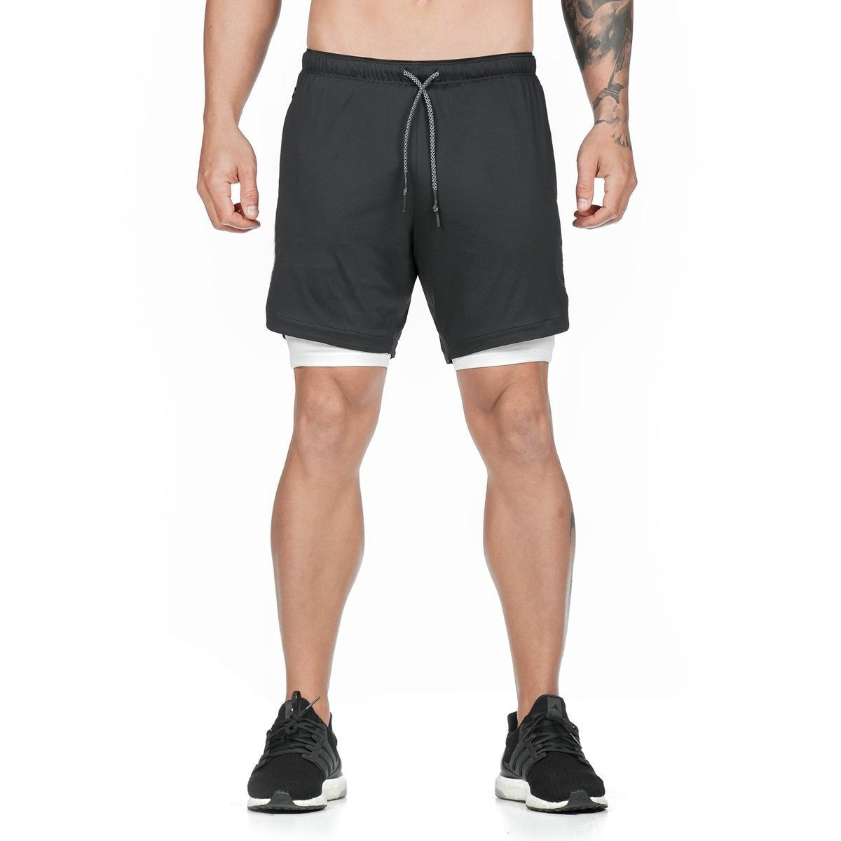 Men's 2 in 1 Running Shorts Gym Workout Quick Dry with Pocket