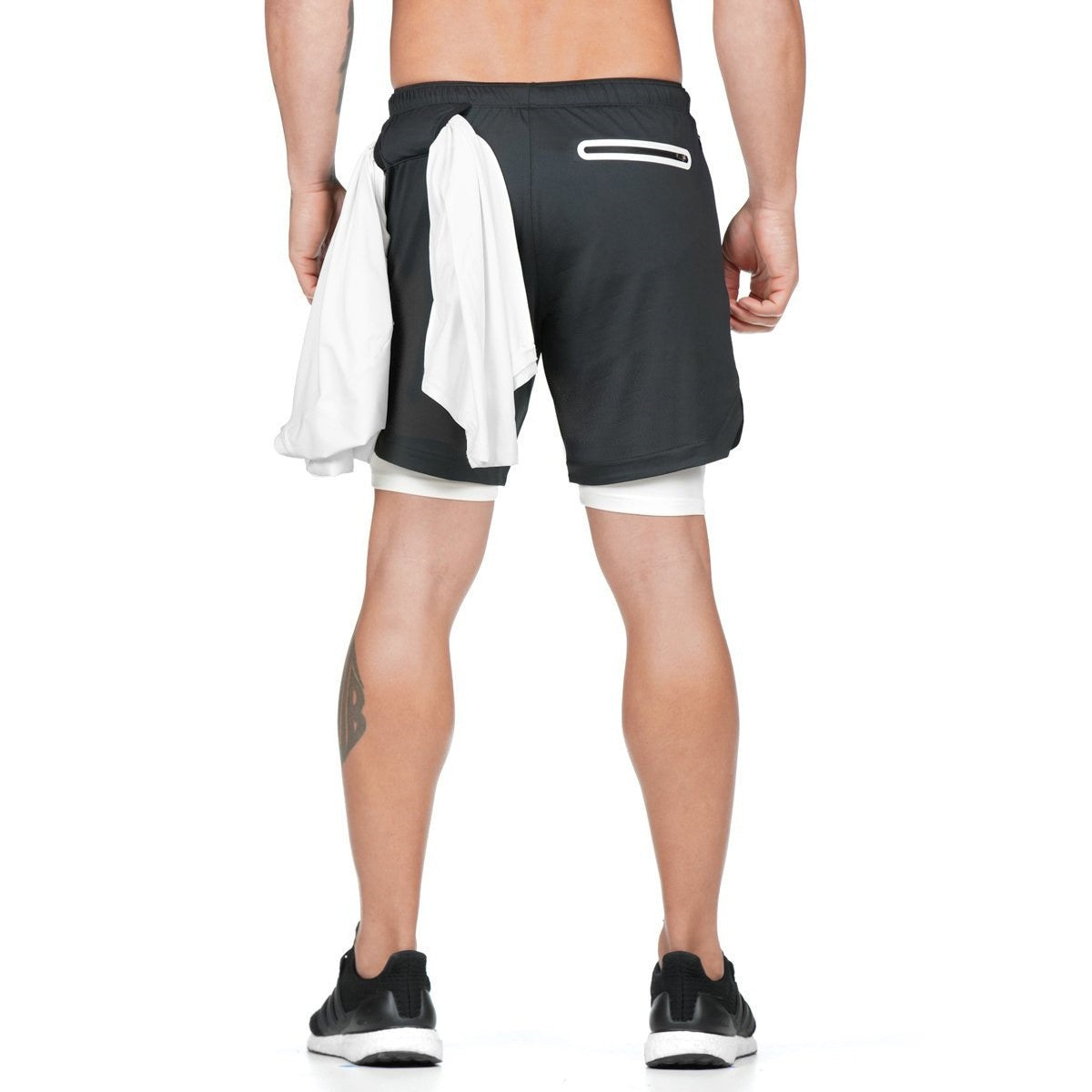 Men's 2 in 1 Running Shorts Gym Workout Quick Dry with Pocket