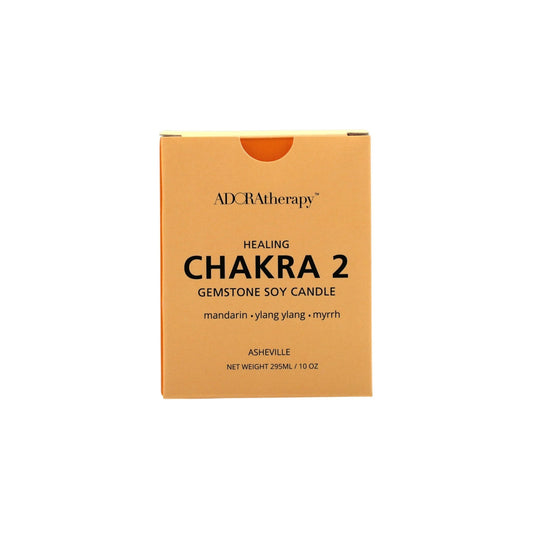 Chakra 2 Healing Soy Candle with Sunstone Gemstones