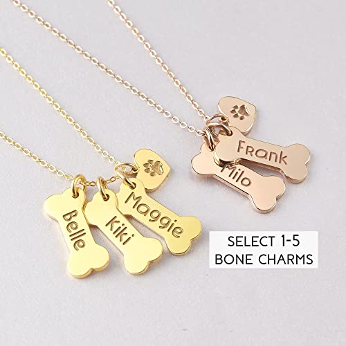 Dog Mom Necklace, Dog Lover Gift, Dog Bone Necklace, PawPrint Necklace