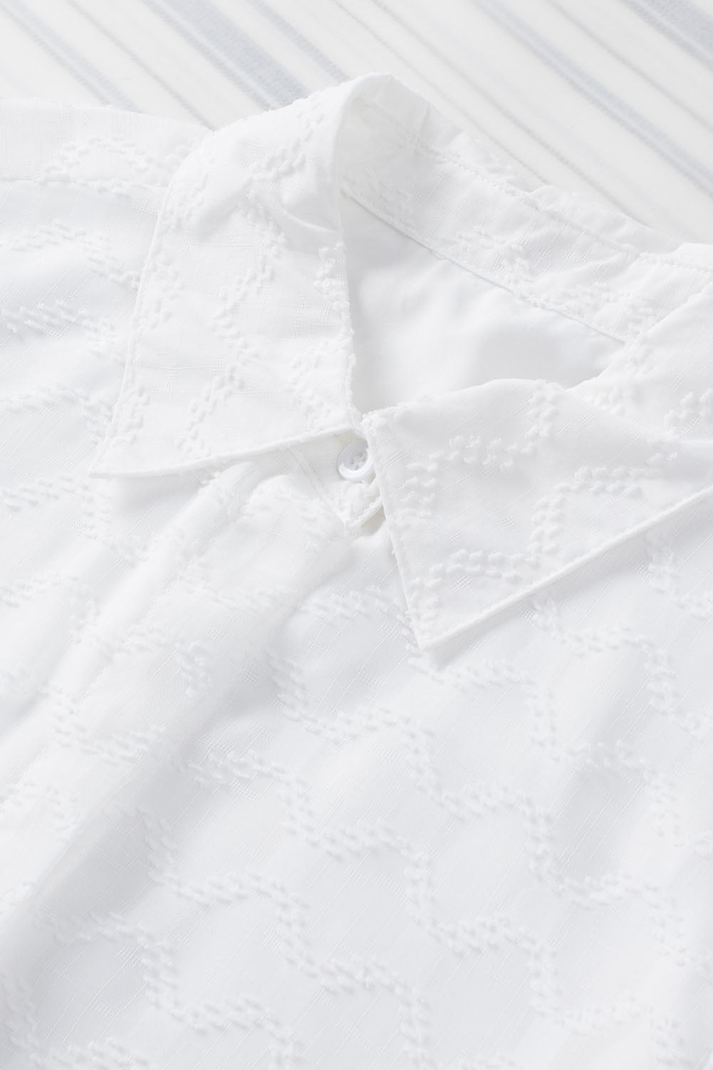 Button Up Short Sleeve Diamond Pattern Shirt