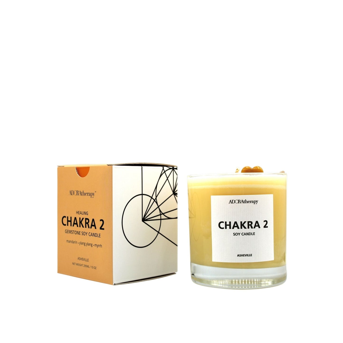 Chakra 2 Healing Soy Candle with Sunstone Gemstones